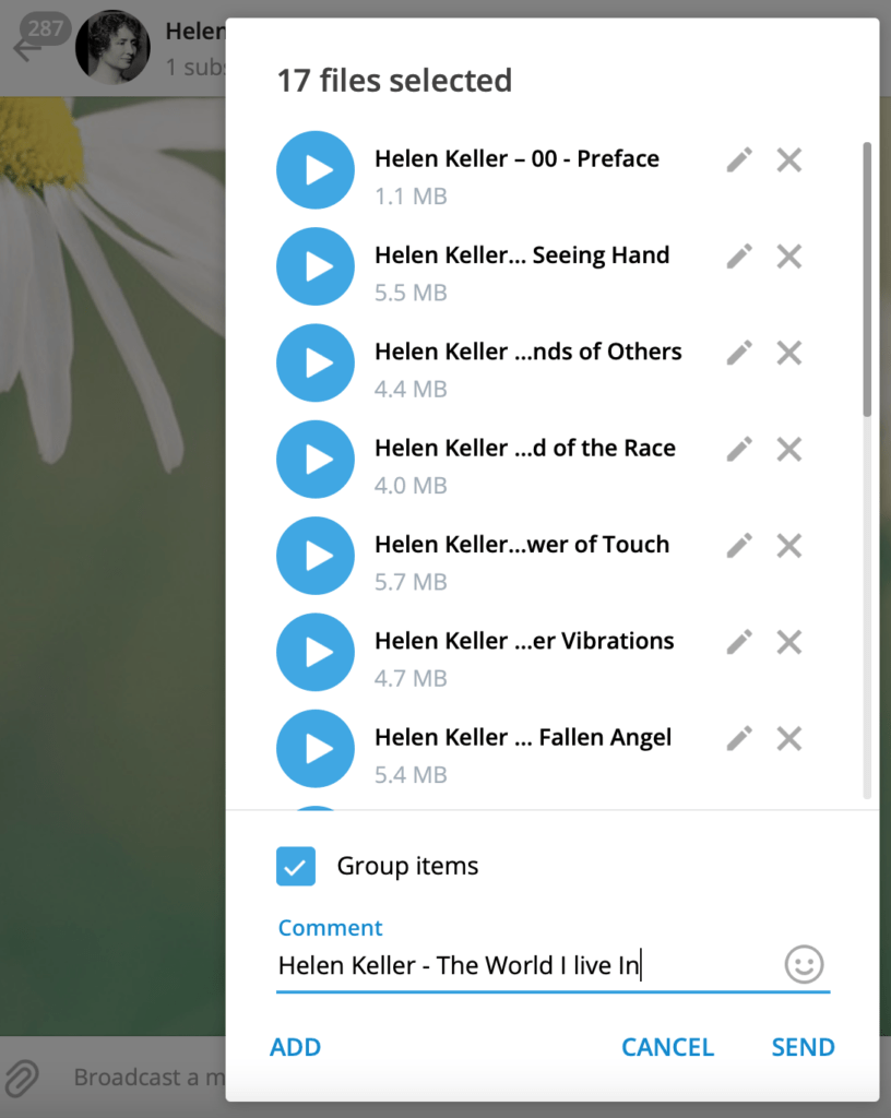 kirim file audio ke channel