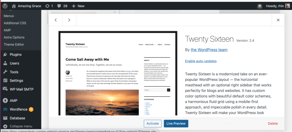 live preview theme wordpress