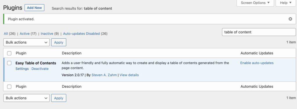 pilih settings setelah aktivasi plugin