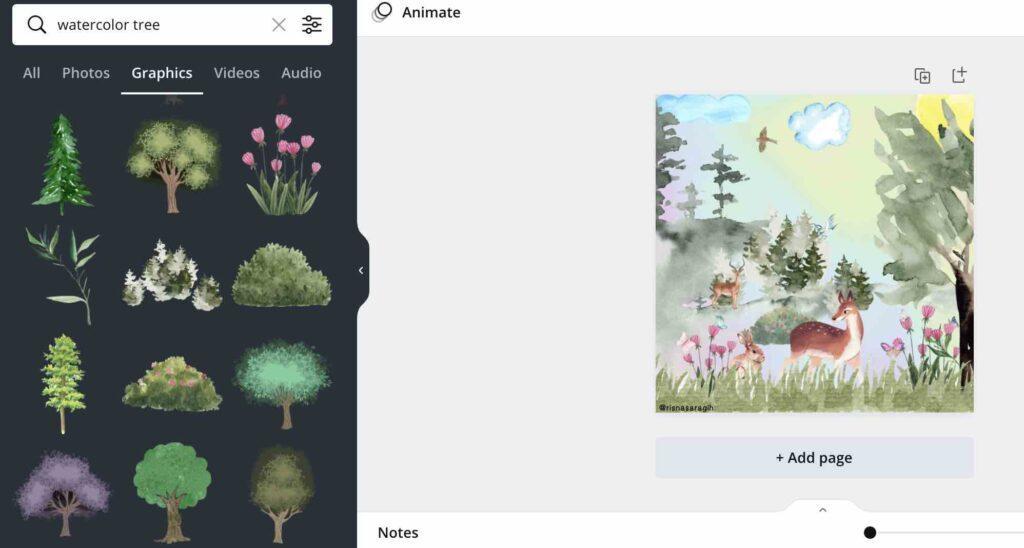 elemen watercolor di Canva